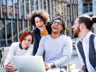 Men and women on a round table